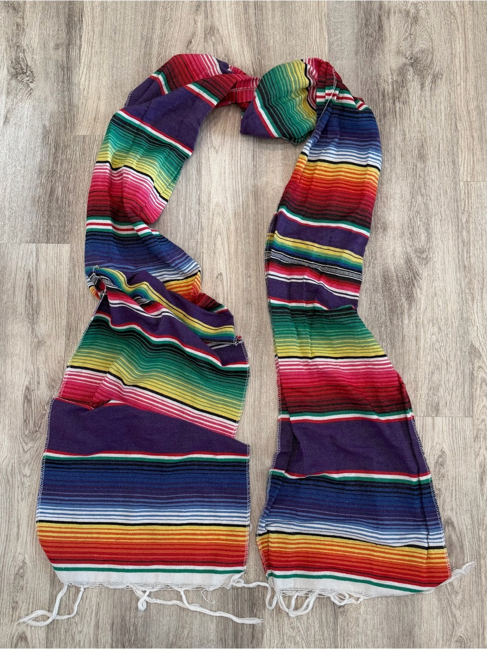 Colorful Serape Stripe Fringe Scarf Boho Festival